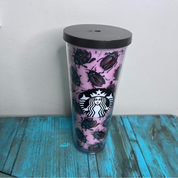 Starbucks Beetle Tumbler Bug Roach Pink Missing Straw HTF Rare Flawed - Picture 2 of 13